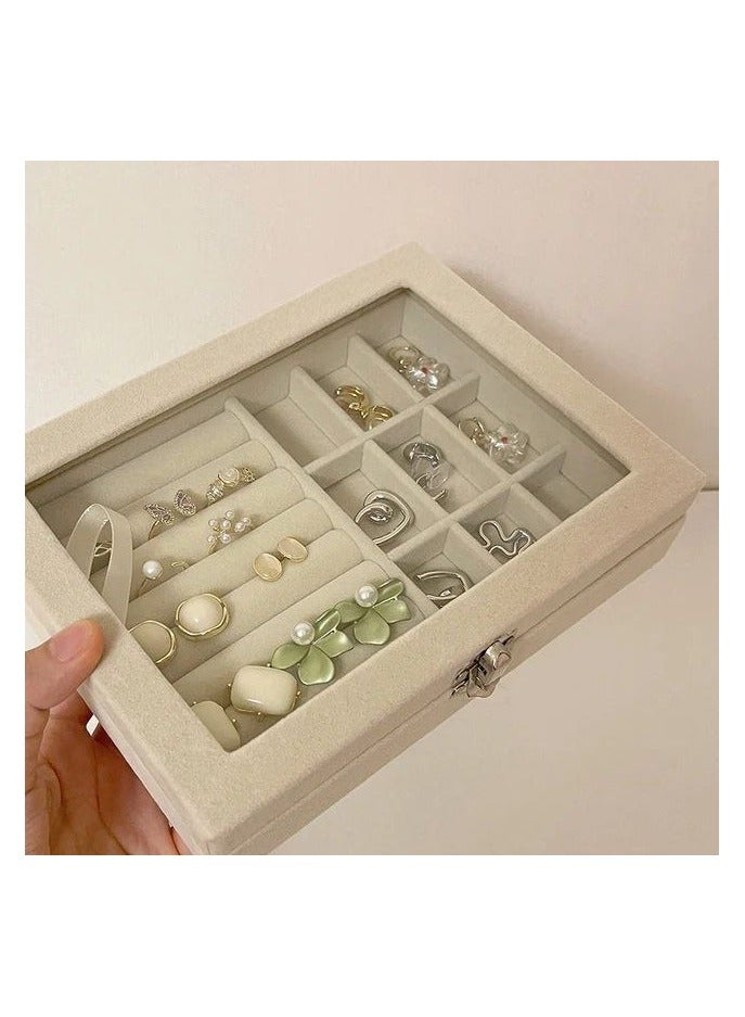 Jewelry Accessories Organizer for Women with Clear Lid, Soft Velvet Jewelry Box Travel Size, Organizer and Case for Rings, Earrings, Bracelets - Image 5