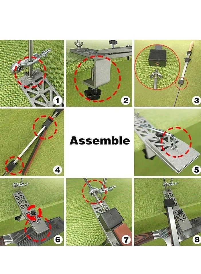 XiuWoo Knife Sharpener Set, Precise Angle Adjustment 360° Flipping Design Pro Stainless Steel Knife Sharpeners Set, Fine Grinding Chef Knife Sharpening Kit - Image 4