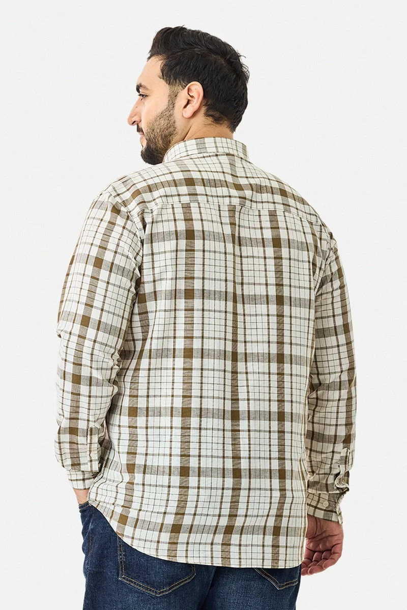 SNITCH  Plus Size Regular Fit Checks Linen Blend Shirt for Men | Best Price UAE