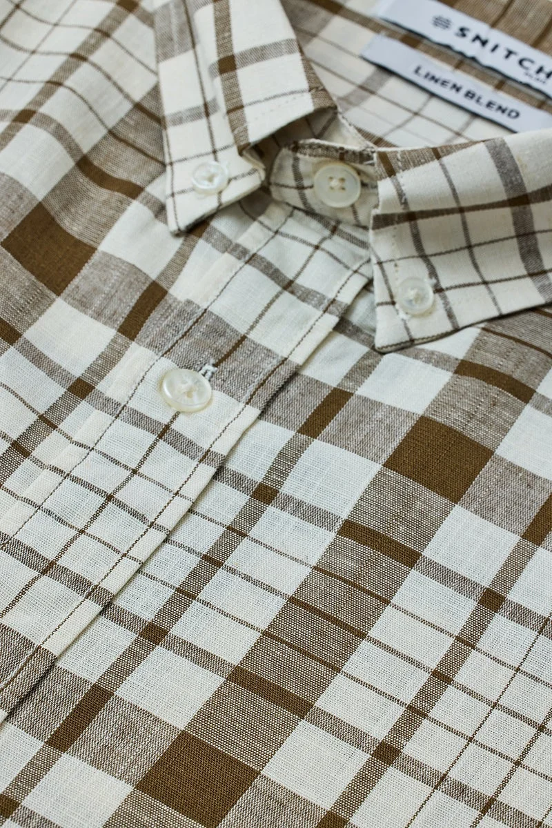 SNITCH  Plus Size Regular Fit Checks Linen Blend Shirt for Men | Best Price UAE