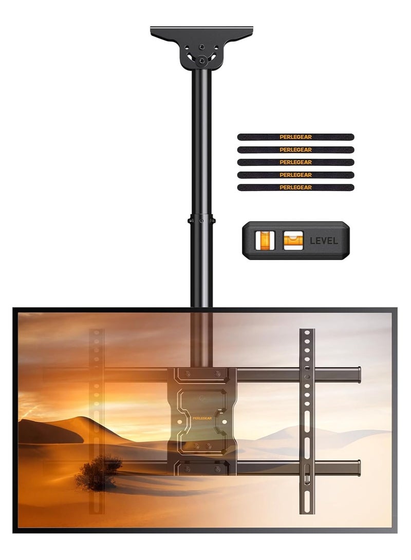 Perlegear Ceiling TV Mount – Full Motion Hanging TV Bracket for 37-75 inch Flat/Curved TVs, Up to 99 lbs, Swivel & Tilt, Max VESA 600x400mm (PGLCM1) - Image 1