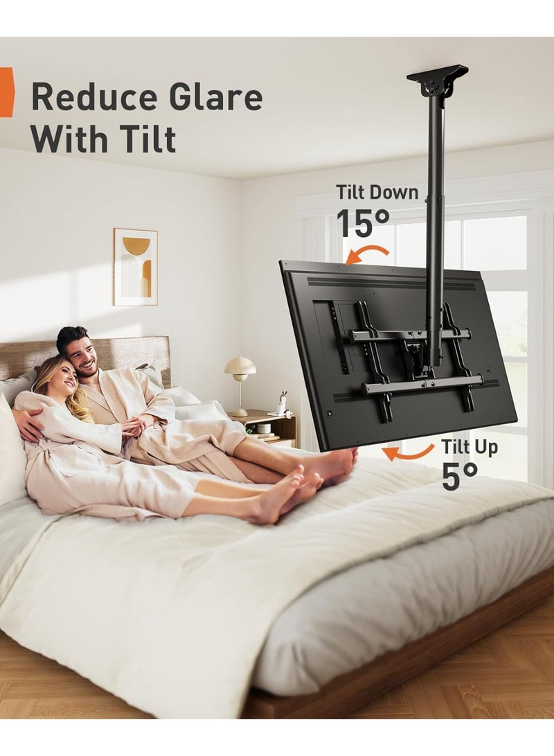 Perlegear Ceiling TV Mount – Full Motion Hanging TV Bracket for 37-75 inch Flat/Curved TVs, Up to 99 lbs, Swivel & Tilt, Max VESA 600x400mm (PGLCM1) - Image 4