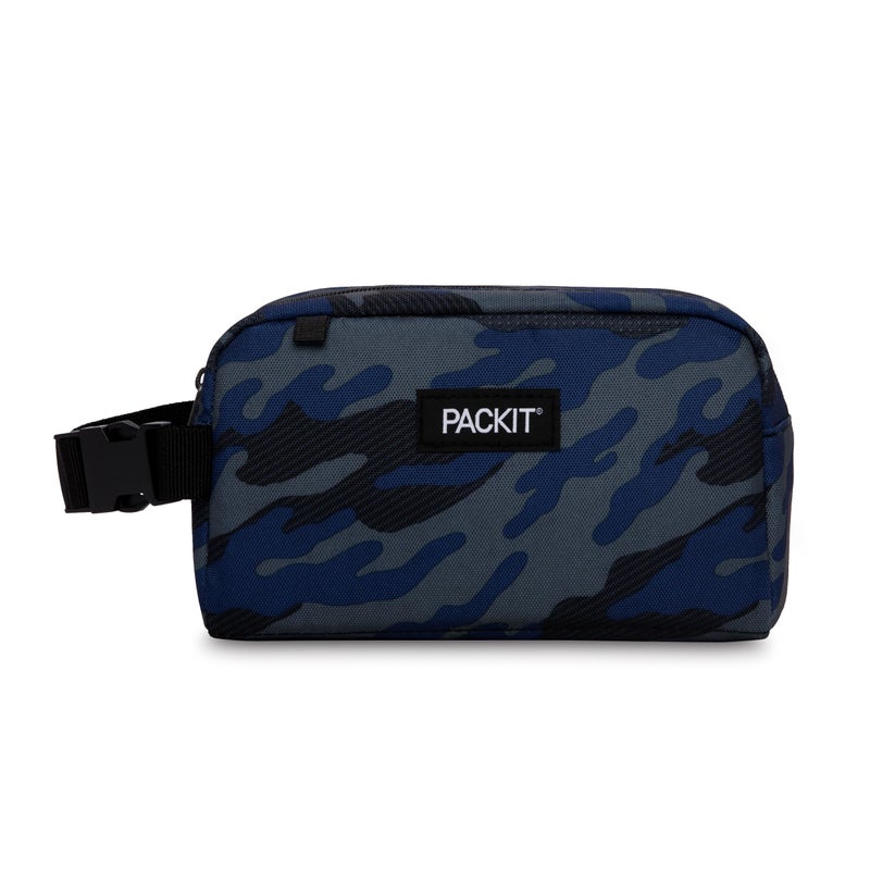 PackIt Freezable Snack Box, Sporty Camo Charcoal Navy, Built with ECOFREEZE Technology, Collapsible, Reusable, Zip Closure with Buckle Handle, Great for All Ages and Fresh Snacks on the go - Image 1