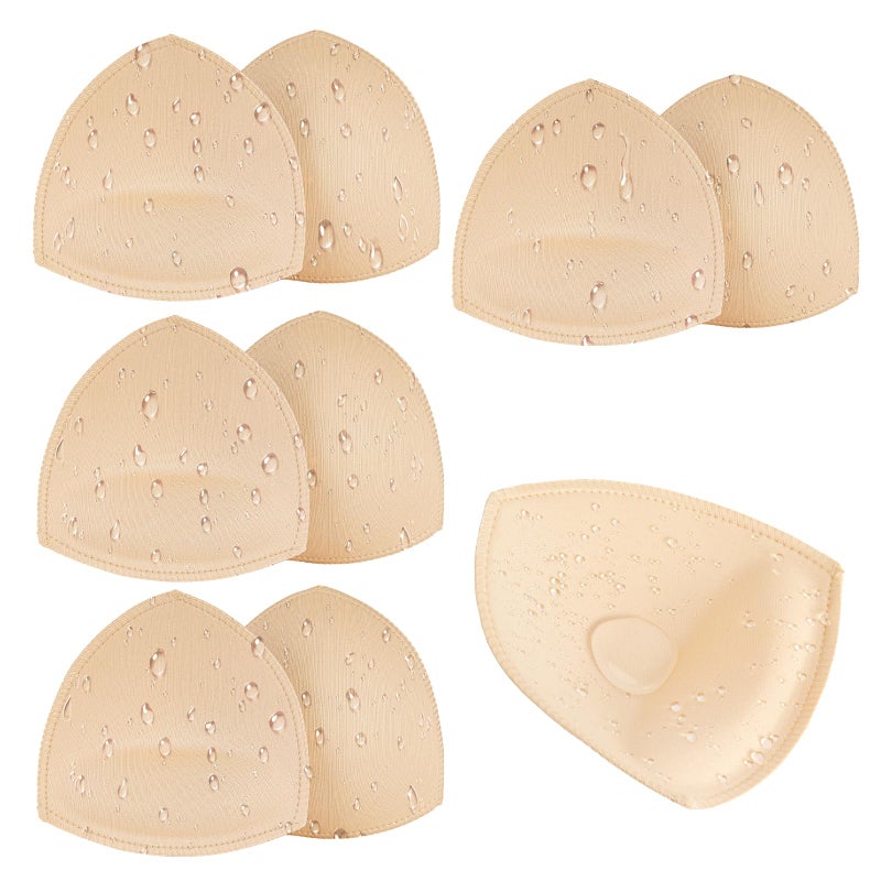 SERMICLE Waterproof Swimsuit Bra Pad Inserts 4 Pairs, Push up Bra Pads Sewn Padded for Bikini Sports Bra A/B or C/D,D/E Cup (Waterproof Beige, A/B Cup) - Image 1