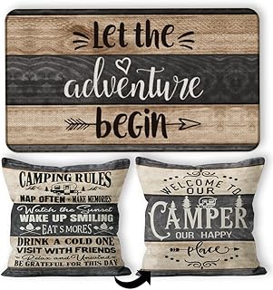 M-Qizi M-Qizi Let The Adventure Begin Vintage Decorative Doormat 17Ã¢â‚¬ÂX30Ã¢â‚¬Â,Welcome to Our Camper Camping Rules - Image 1