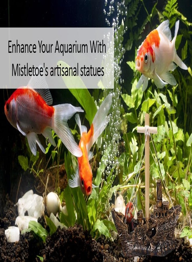 Mistletoe Natural-Looking Ship Decoration for Fish Tank | Resin Material, Aquarium Boat Destroyer Decor Accessories (22cm x 20cm x 10cm) - Image 5