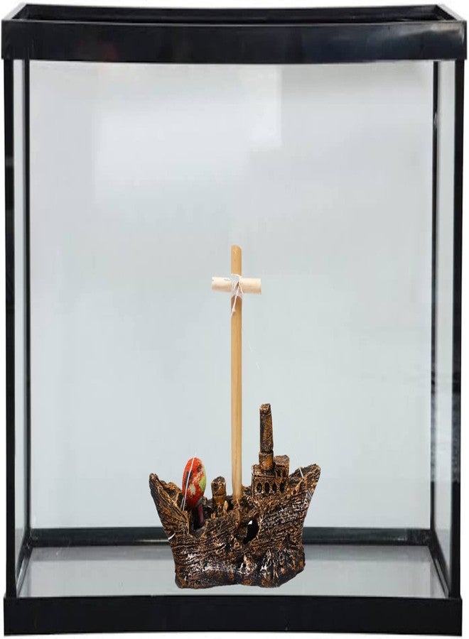 Mistletoe Natural-Looking Ship Decoration for Fish Tank | Resin Material, Aquarium Boat Destroyer Decor Accessories (22cm x 20cm x 10cm) - Image 4