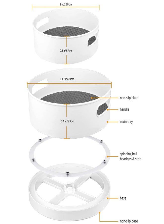 Semlos 360° Rotating Lazy Susan Organizers, 2 Packs 9" and 12" Turntable Spice Rack Organisers for Kitchen Organization and Storage, Non-Slip Under Sink Organizer for Bathroom Pantry Cupboard - Image 5