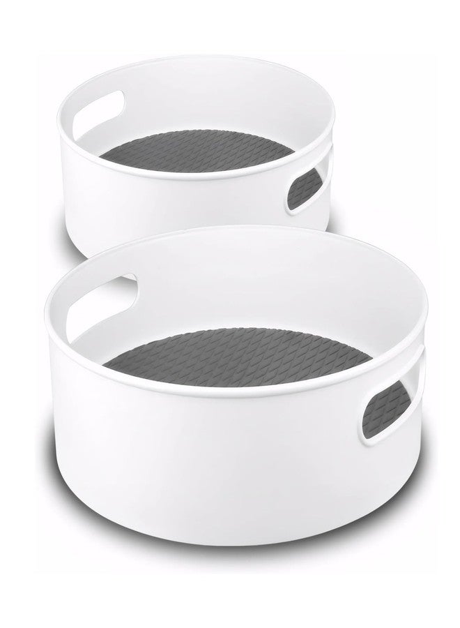 Semlos 360° Rotating Lazy Susan Organizers, 2 Packs 9" and 12" Turntable Spice Rack Organisers for Kitchen Organization and Storage, Non-Slip Under Sink Organizer for Bathroom Pantry Cupboard - Image 1
