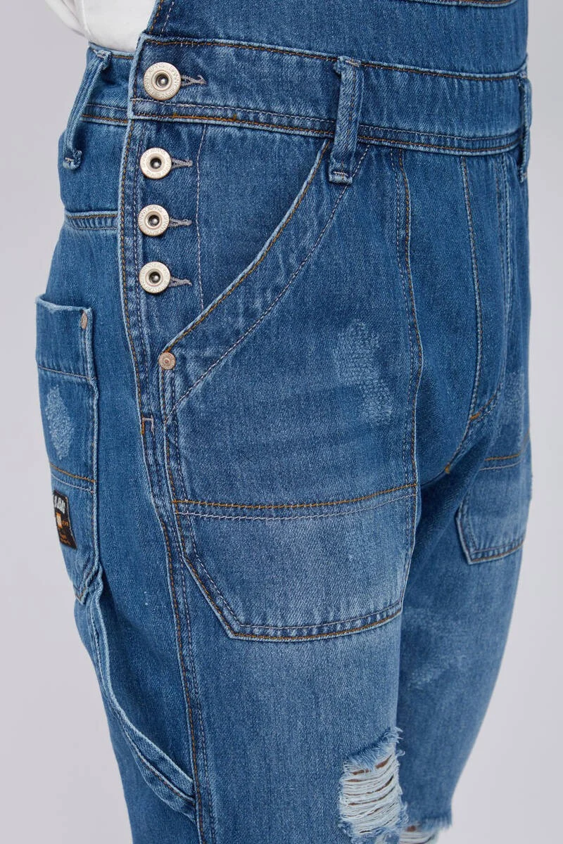Bny Jeans Men's Jean Overalls Trousers Dark Blue
