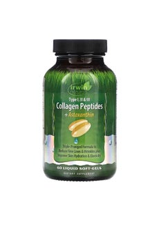Collagen Peptides  Astaxanthin Type I II & III 60 Liquid SoftGels