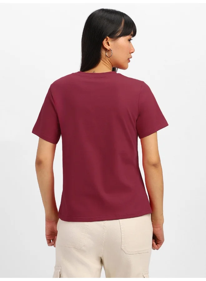 جونبيري JUNEBERRY® Cotton Lycra Regular Fit Round Neck Half Sleeves T-Shirt for Women & Girls (VDJWTW051013_L)