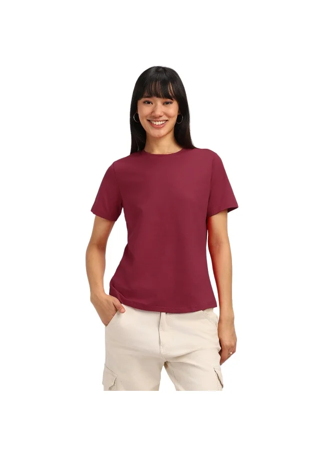 جونبيري JUNEBERRY® Cotton Lycra Regular Fit Round Neck Half Sleeves T-Shirt for Women & Girls (VDJWTW051013_L)