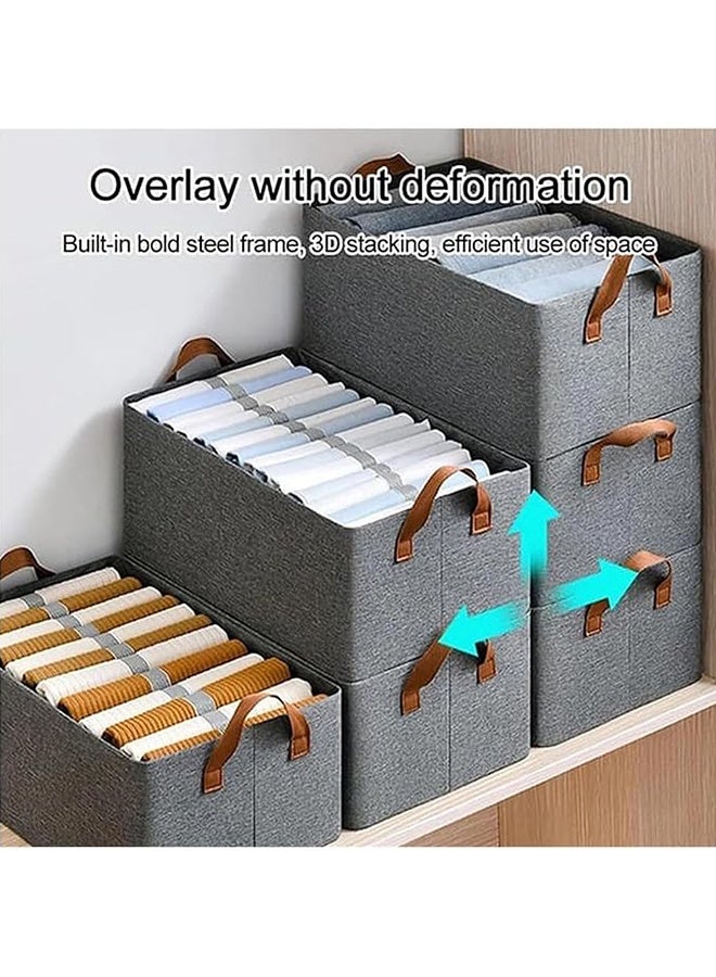 رولستيمي طوي خزانة صندوق تخزين ، صندوق تخزين ملابس سلة سميكة إطار فولاذي صندوق تخزين الملابس المتنوعة السراويل تخزين قطعة أثرية ، رمادي - Image 1