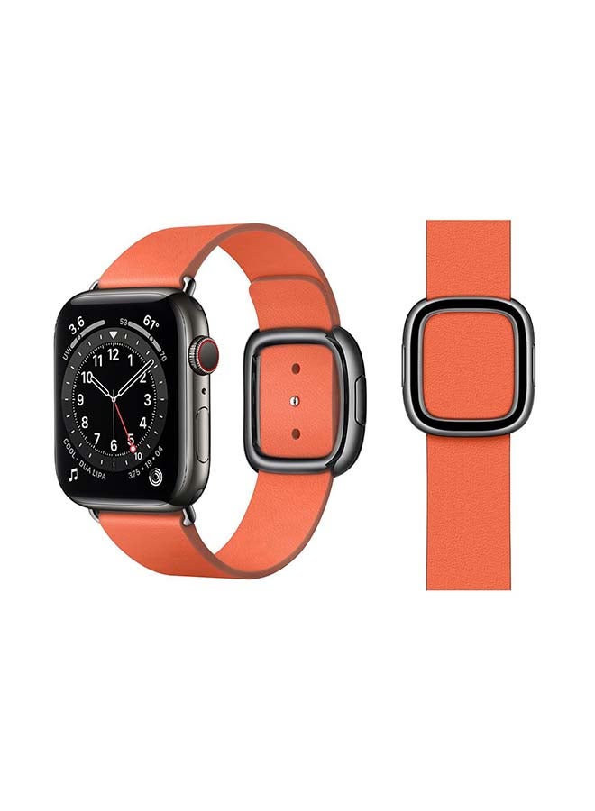 Perfii Leather Replacement Band For Apple Watch Series 6/SE/5/4/3/2/1 Orange