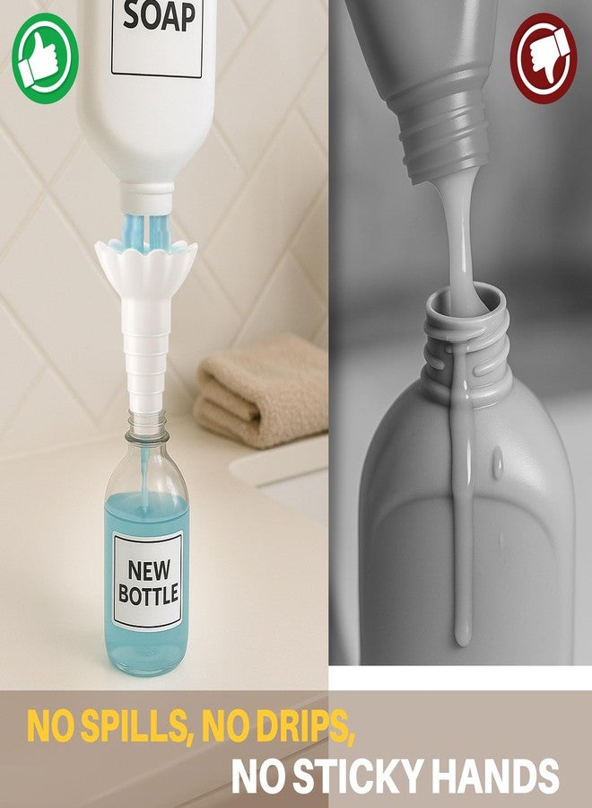 مجموعة إنهون العالمية لتفريغ الزجاجات (عبوتان) - موصل نقل السوائل للصابون والشامبو واللوشن والبلسم والاستخدام في الحمام. محول قمع قابل لإعادة الاستخدام، لا مزيد من الهدر. - Image 4