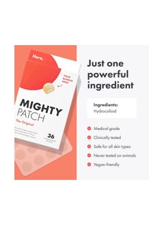 Hero Hero's Mighty Patch, Original Powerful Hydrocolloid Acne Pimple Patches for Effective Zit and Blemish Coverage - 36 Count for Clear and Smooth Skin.  - Image 2