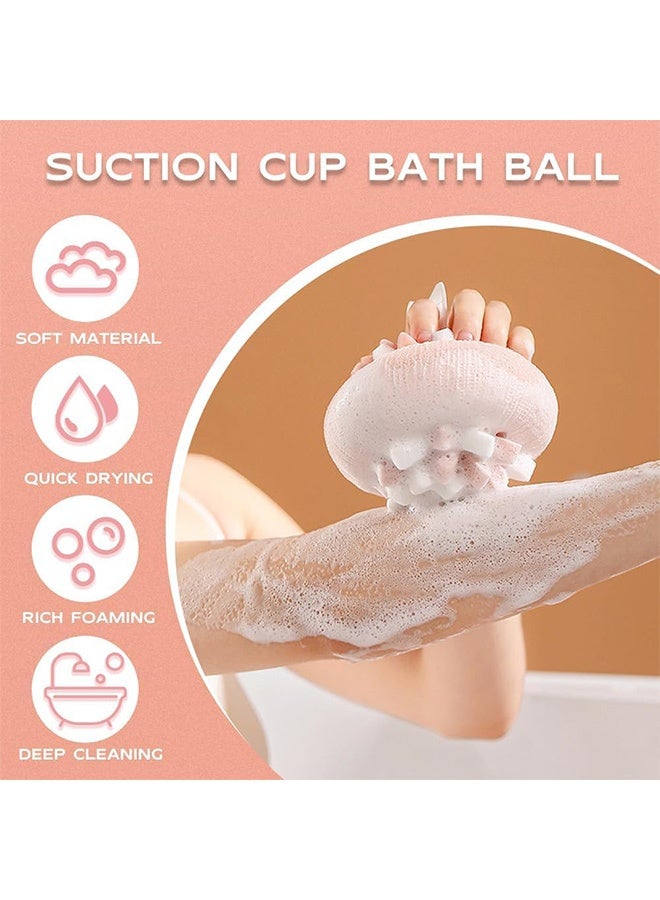 قطعتان من إسفنجة الاستحمام فائقة النعومة على شكل زهرة عباد الشمس مع كوب شفط - كرة ليف استحمام شبكية مقشرة لإكسسوارات الحمام، مقشر للجسم على شكل زهرة لطيفة للأطفال والكبار، لطيف على البشرة - Image 3