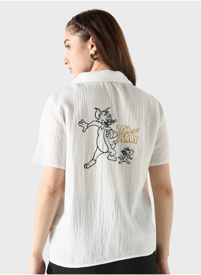 SP Characters Tom & Jerry Print Embroidered Shirt