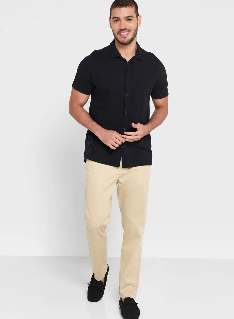 Robert Wood Textured Slim Fit Trousers