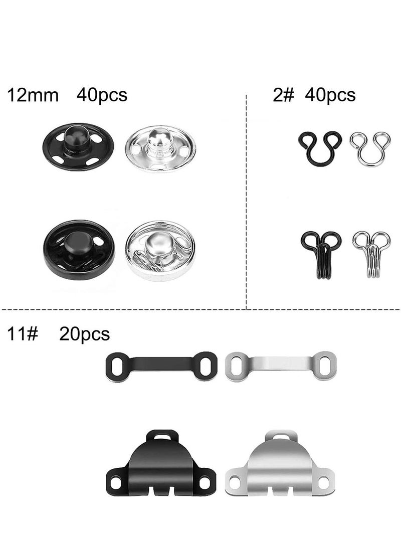 NIBEMINENT 3 Styles Skirt Hooks and Eyes Sewing Hook, Snaps Clothing Tools with Metal Buttons Fasteners Press Studs for Trousers Dress Bra DIY Crafting, 2 Colors (50 Pair)  - Image 5