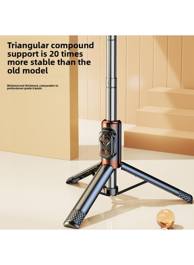 Loquat Selfie Stick Mobile Phone Stand Live Broadcast Stand Computer Stand Desktop Lazy Tremolo Tablet Bluetooth Tripod-Color:M28 Classic Black 1.64 Extended + 1 Beauty Lamp  - Image 3