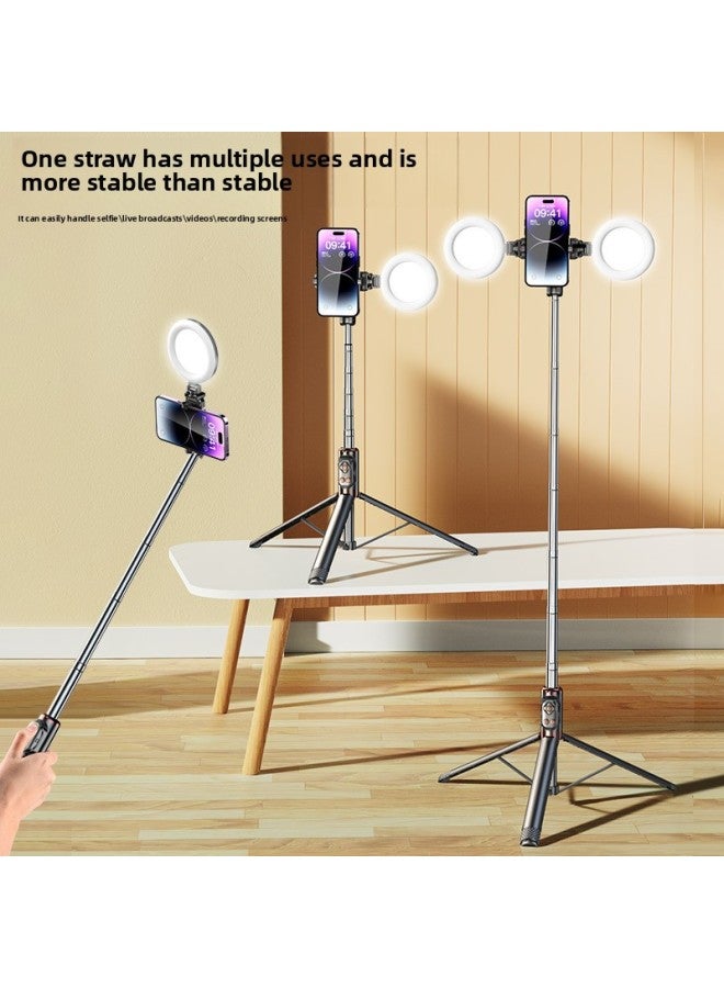 Loquat Selfie Stick Mobile Phone Stand Live Broadcast Stand Computer Stand Desktop Lazy Tremolo Tablet Bluetooth Tripod-Color:M28 Classic Black 1.64 Extended + 1 Beauty Lamp  - Image 5