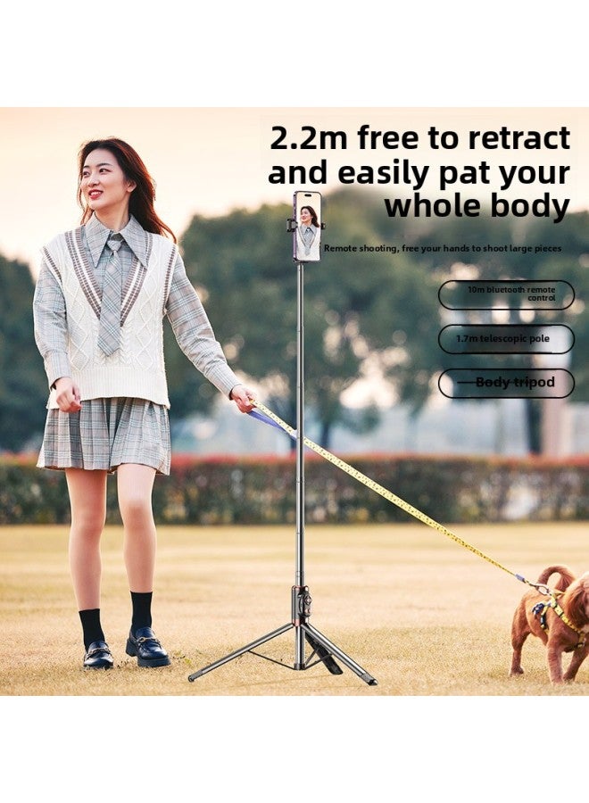 Loquat Selfie Stick Mobile Phone Stand Live Broadcast Stand Computer Stand Desktop Lazy Tremolo Tablet Bluetooth Tripod-Color:M28 Classic Black 1.64 Extended + 1 Beauty Lamp  - Image 4