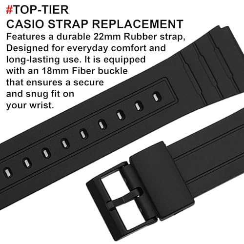 DBLACK ''CDS14'' 22mm Resin Watch Strap // Best Replacement, Compatible Watch Band For CASIO DBC-32 Data Bank Watch and other Models (Black) - Image 3