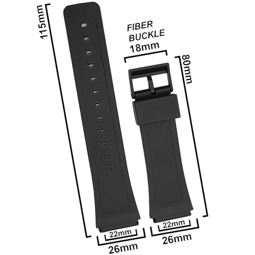 DBLACK ''CDS14'' 22mm Resin Watch Strap // Best Replacement, Compatible Watch Band For CASIO DBC-32 Data Bank Watch and other Models (Black) - Image 2