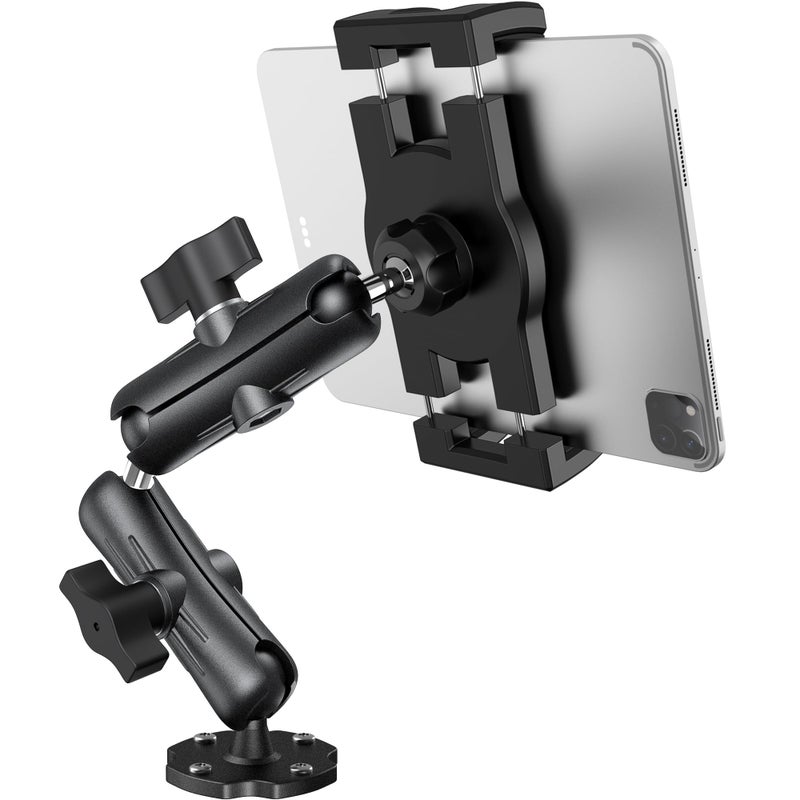 Keuvirya Aluminum Heavy Duty Tablet Mount Car Holder Dashboard for Truck/Vehicle/Desk/Wall, 360Â° Adjustable Dual Arm iPad Stand Holder Mount for 4.7"-12.9" iPad Pro/Air/Mini/Samsung Galaxy Tab - Image 1