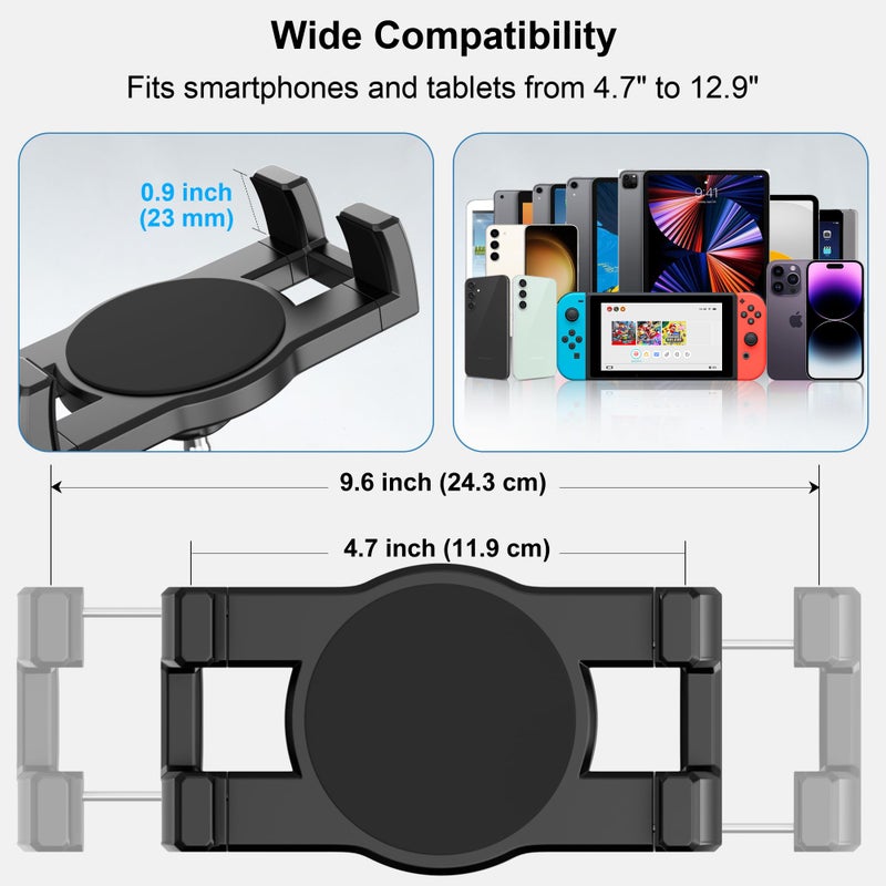 Keuvirya Aluminum Heavy Duty Tablet Mount Car Holder Dashboard for Truck/Vehicle/Desk/Wall, 360Â° Adjustable Dual Arm iPad Stand Holder Mount for 4.7"-12.9" iPad Pro/Air/Mini/Samsung Galaxy Tab - Image 5