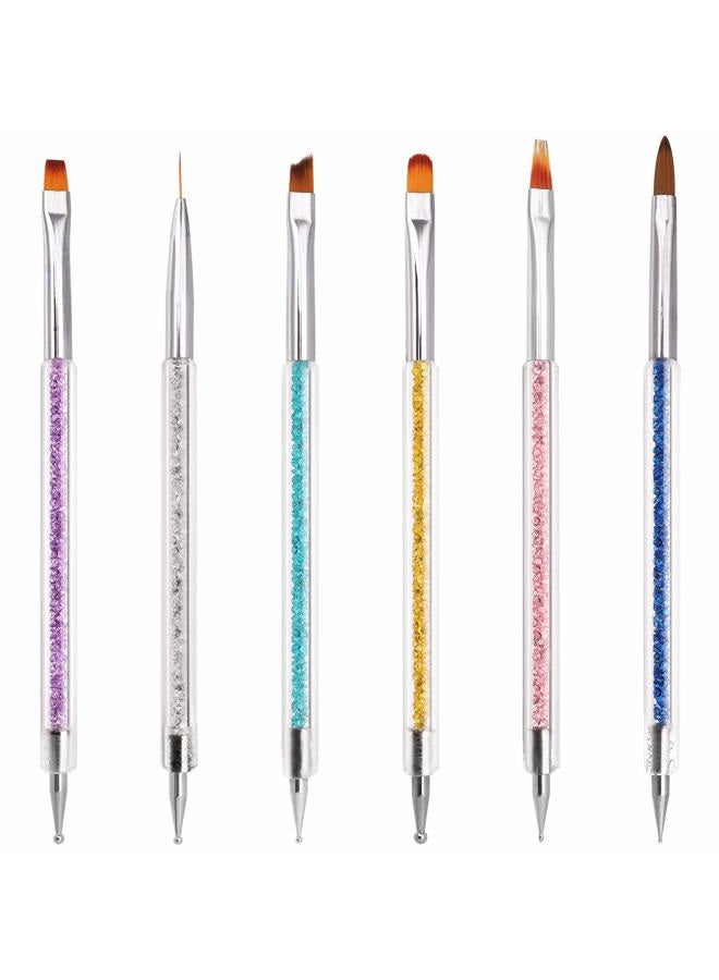 iminoo 6PCS Nail Art Brushes,Double Ended Nail Liner Brush Dotting Pen Nail Art Point Drill Drawing Tools,Double Ended Nail Art Brushe for DIY Nail Art Designs (Style B) - Image 1