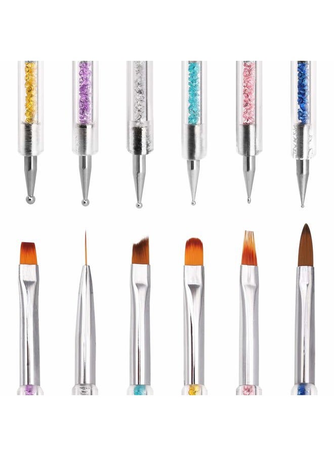 iminoo 6PCS Nail Art Brushes,Double Ended Nail Liner Brush Dotting Pen Nail Art Point Drill Drawing Tools,Double Ended Nail Art Brushe for DIY Nail Art Designs (Style B) - Image 2