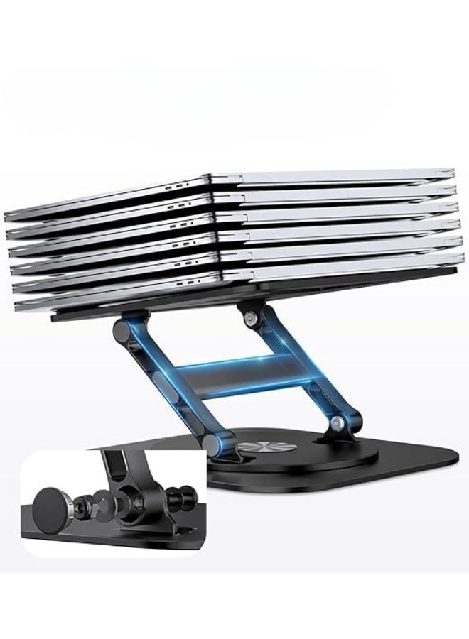 حامل لابتوب قابل للتعديل مع قاعدة دوارة 360 درجة – حامل ألومنيوم مريح وقابل للطي لأجهزة اللابتوب حتى 16 بوصة – أسود - Image 4