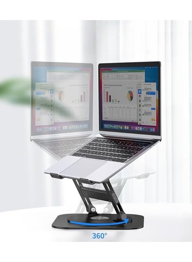 حامل لابتوب قابل للتعديل مع قاعدة دوارة 360 درجة – حامل ألومنيوم مريح وقابل للطي لأجهزة اللابتوب حتى 16 بوصة – أسود - Image 5