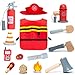 UMU Firefighter Costume for Kids 14 PCS Pretend Toy Wooden Fireman Role Play Firefighter Accessories with Fire Extinguisher and Hydrant Fireman Costume Kit for Kids 3 4 5 Toddlers Boys Girls - Image 2