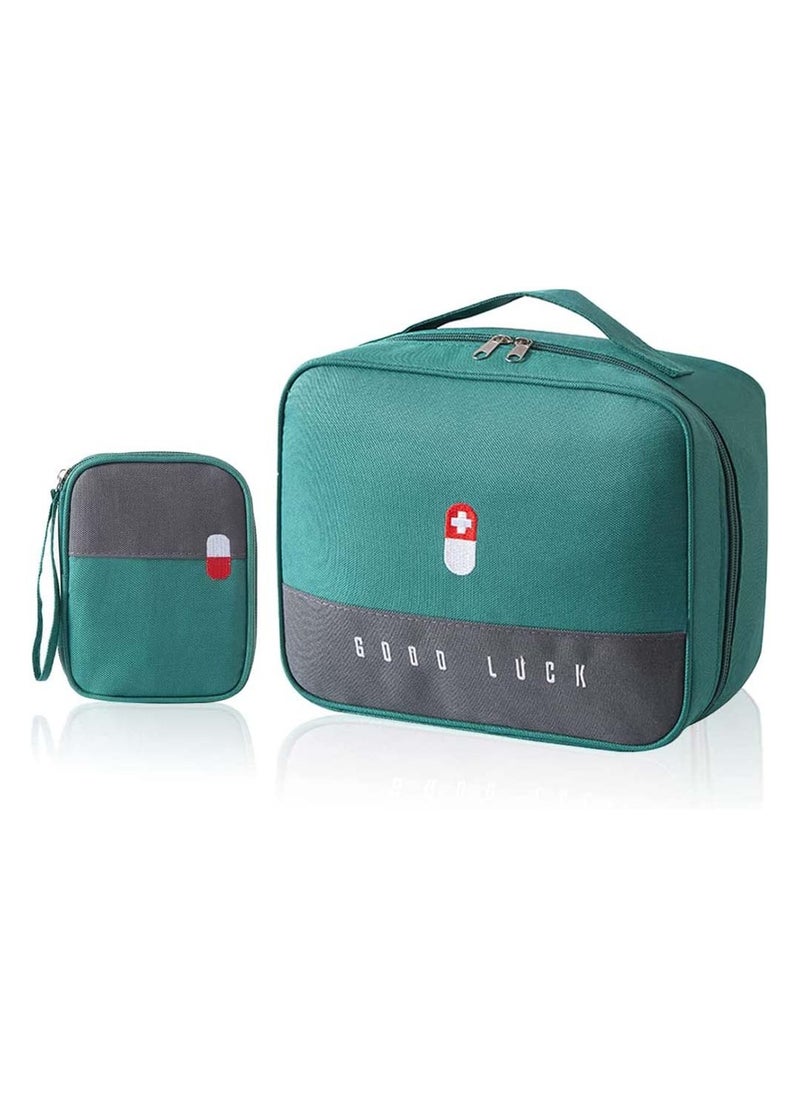 SYOSI Empty First Aid Bags Travel Medical Supplies Cosmetic Organizer Insulated Medicine Bag Convenient Safety Kit Suit for Family Outdoors Hiking Camping Car Office Workplace Green  - Image 1