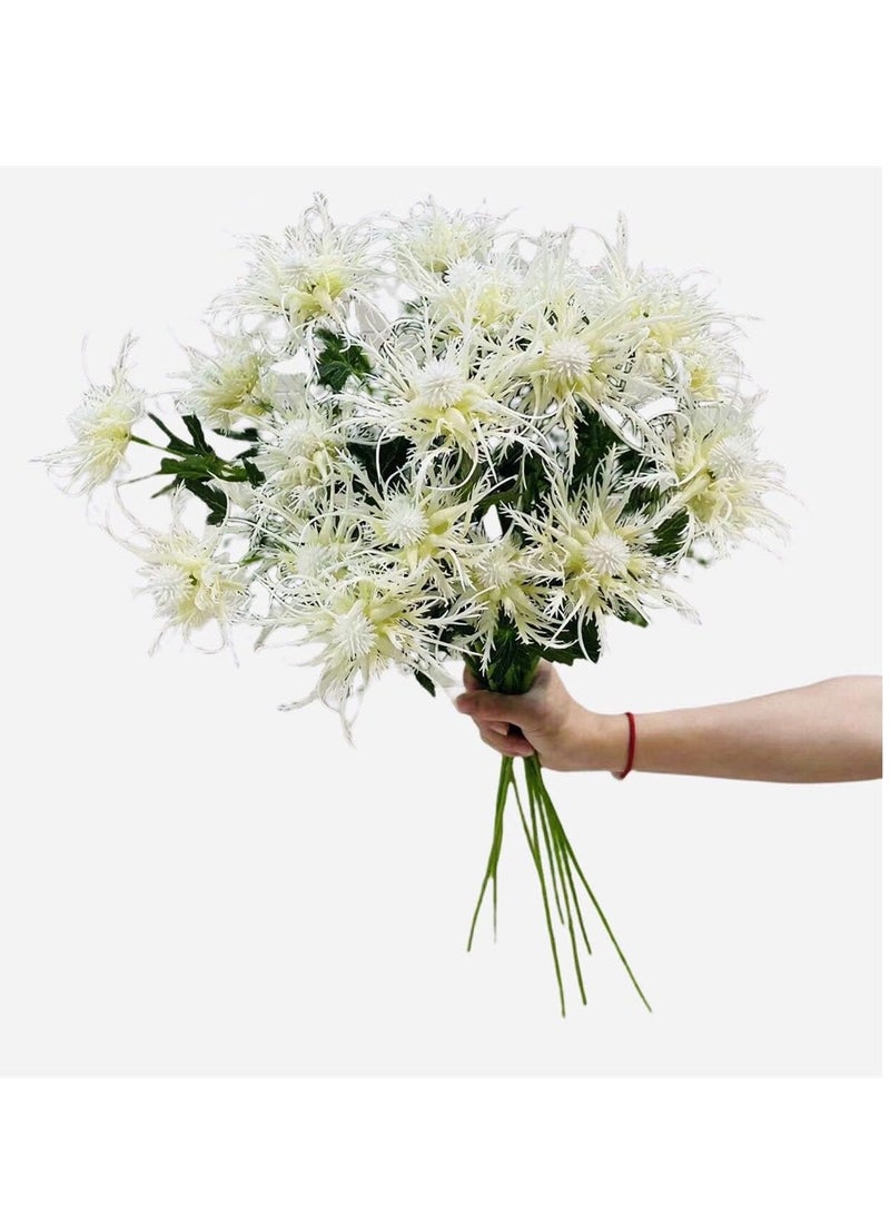 KASTWAVE Artificial Thistle Flowers Bouquet, Silk Fake Flower Plants for Home Decor, Garden Wedding, Office, Prom Party, Nursery Decor, 5 Branch Artificial Thistle Flowers Bouquet - Image 1