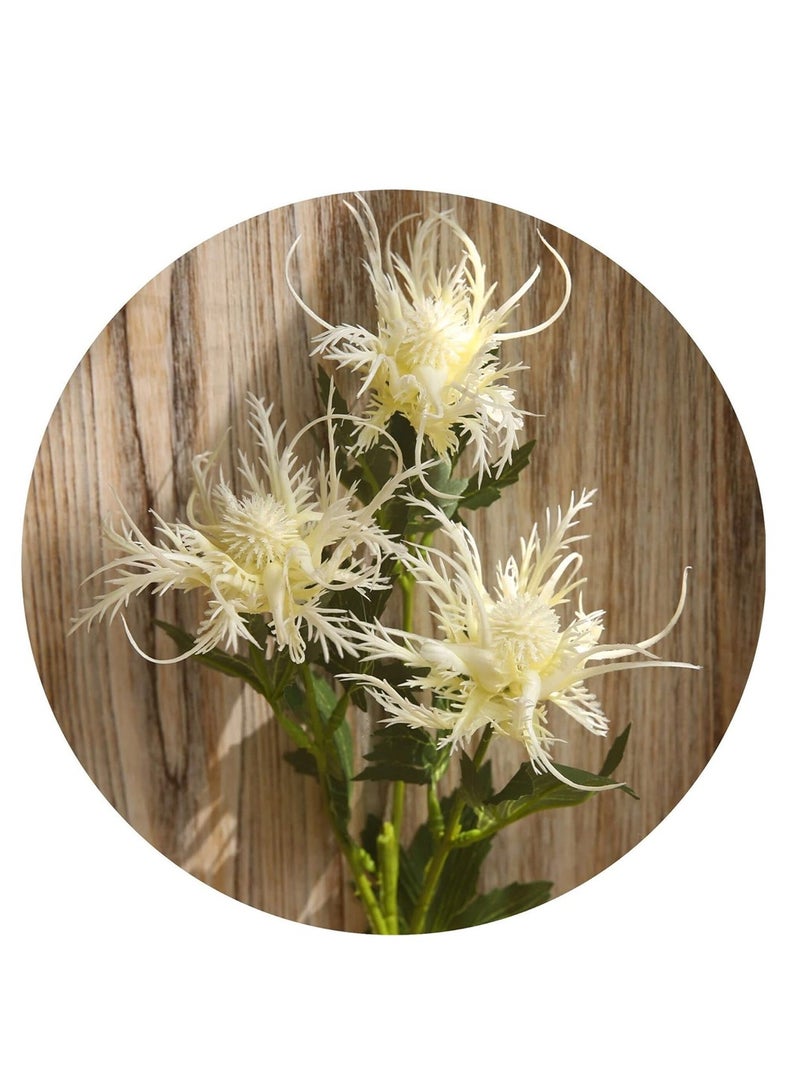 KASTWAVE Artificial Thistle Flowers Bouquet, Silk Fake Flower Plants for Home Decor, Garden Wedding, Office, Prom Party, Nursery Decor, 5 Branch Artificial Thistle Flowers Bouquet - Image 2