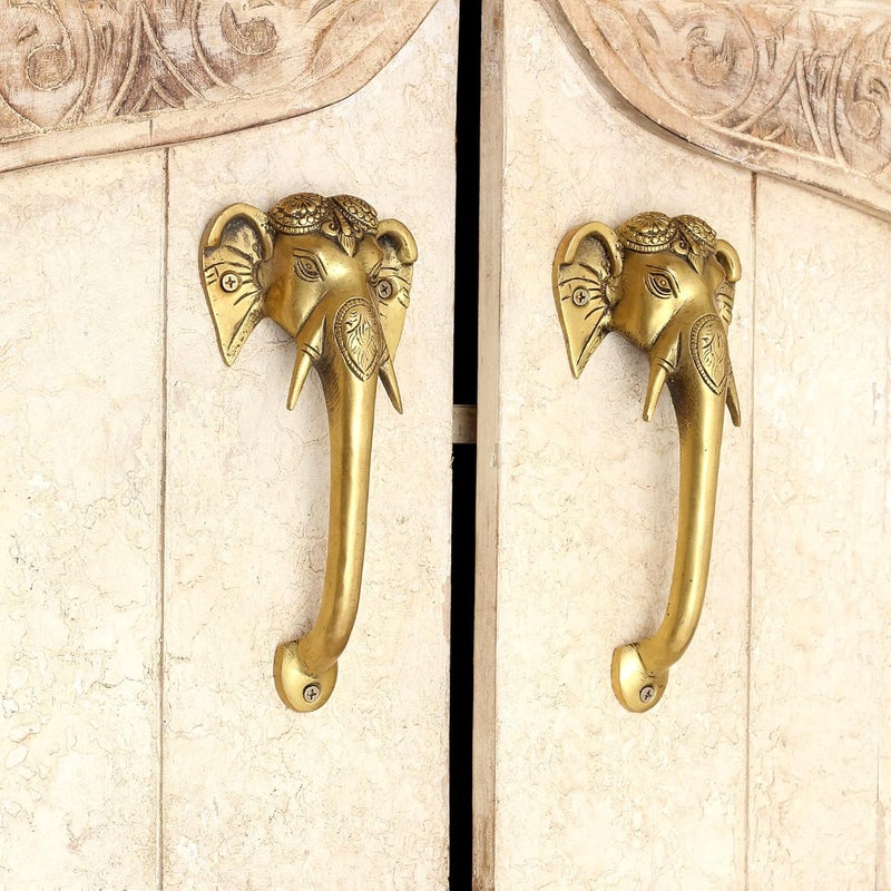 Indian-Shelf IndianShelf 1 Pack Elephant Gold Brass Kitchen Cabinet Handles for Door Drawer Dressers Cupboard Premium  - Image 1