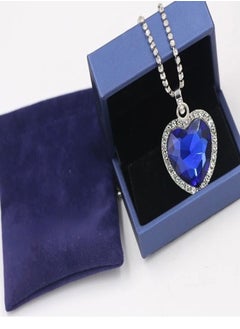 Titanium Blue Heart Crystal Love Full Rhinestone Chain Necklace Jewelry