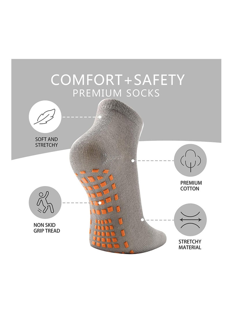 Barakah 12 Pairs Slipper Socks for Women, Non Slip Skid Gripper Socks,Athletic Short Cotton Socks Trampoline Socks for Adults Women Hospital Socks Yoga Socks(Black) - Image 3