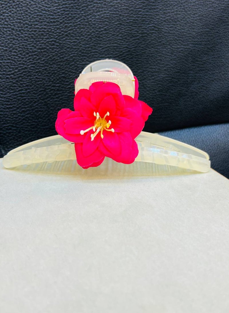 Generic Korean hair clip with a flower design in red, an elegant touch that adds beauty and style to your daily look.