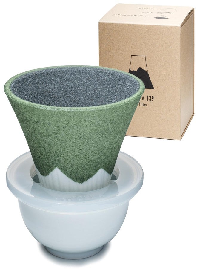 Wablade Ceramic Reusable Coffee Filter Dripper Paperless Sustinable Mt. Fuji Made in Japan (Green) - Image 1
