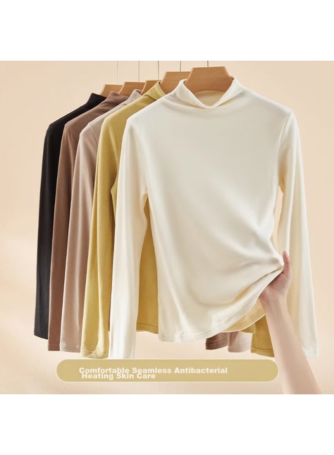 LANG SHA Langsha Women's Basic Undershirt, Spring And Autumn Style, Semi-turtleneck, Solid Color, Long-sleeve, Autumn Undershirt, Inner Layer, Slim-fit, Close-fitting, High-elastic Base Shirt  - Image 4