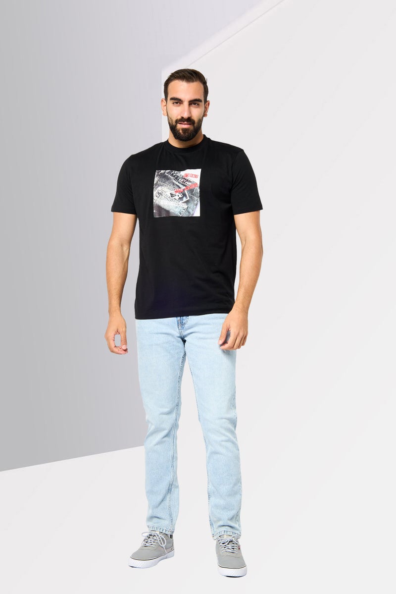 JOHN RICHMOND Men Crew Neck Short Sleeve Graphic Print T-Shirt, Black - Image 2