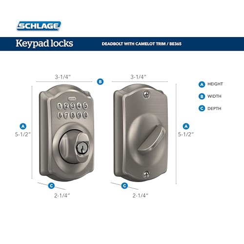 Schlage BE365 V CAM 716 Camelot Keypad Deadbolt, Electronic Keyless Entry Lock, Aged Bronze - Image 3