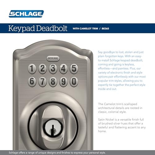 Schlage BE365 V CAM 716 Camelot Keypad Deadbolt, Electronic Keyless Entry Lock, Aged Bronze - Image 4