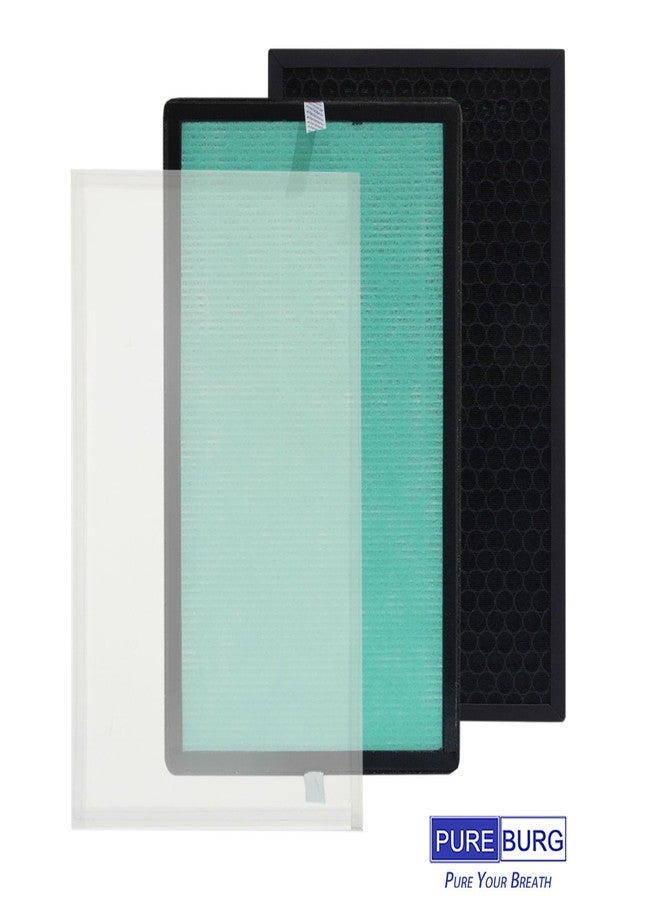 PUREBURG مجموعة فلاتر بديلة من بيوربيرغ متوافقة مع أجهزة تنقية الهواء إليكوميس P300 وستورباري C380، عبوة من قطعتين، فلتر H13 HEPA مع كربون نشط، ترشيح ثنائي المراحل بأربع مراحل - Image 3